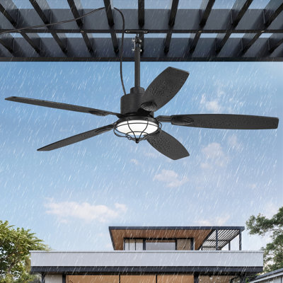 Cissline 52" Waterproof Plug-in Ceiling Fan with Light and Remote Control for Patios & Covered Spaces