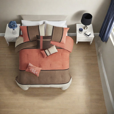 Luxurious Coral Bedding Sets, Faux Suede Polyester For Rustic Home