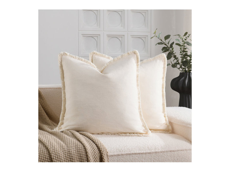 Housse de coussin Coho, Blanc, Carré 16 po