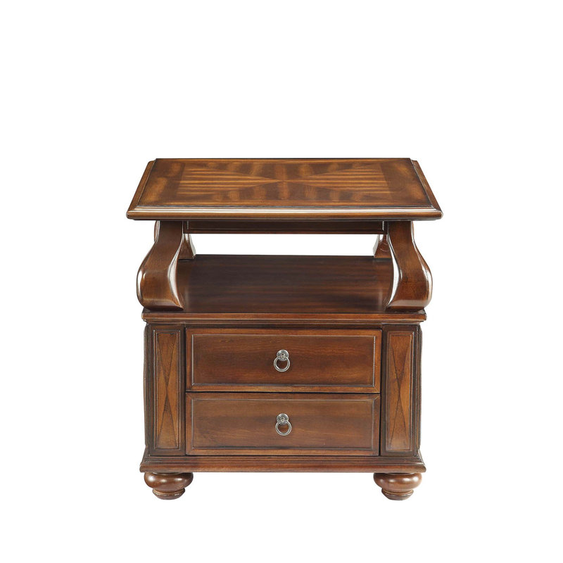Walnut 2-Drawer End Table