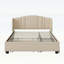 Lit plateforme tapissier avec tête de lit à oreilles, gigogne simple et 2 tiroirs, aucun sommier nécessaire, tissu en lin, grand