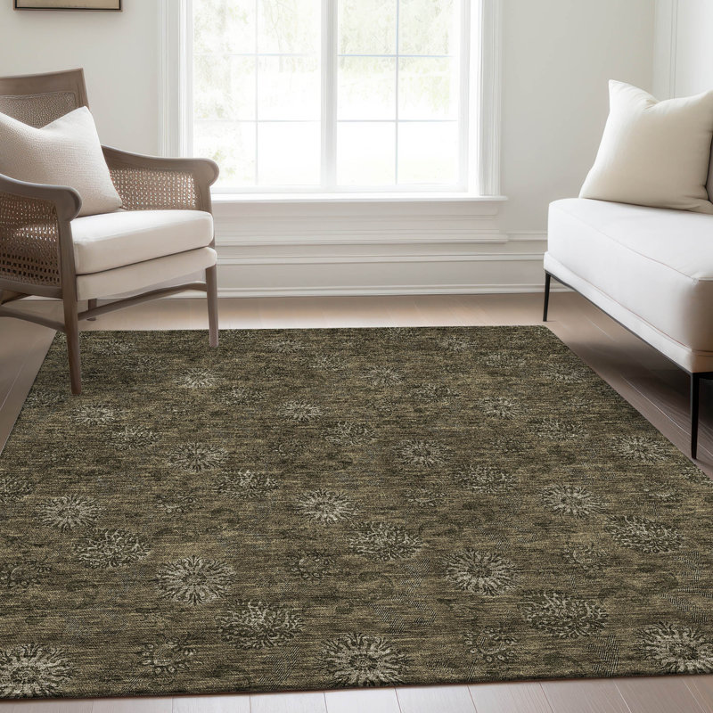 Malchow Washable Floral Indoor / Outdoor Rug, Rectangle 9' x 12'