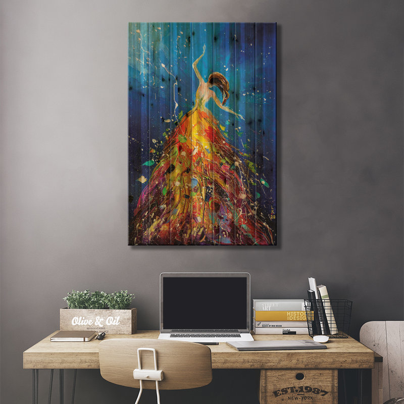 «Dezra Dance in the Sky» par Kuptsovaart - impression sur bois sans cadre, H 26 po x l 18 po x P 1,5 po