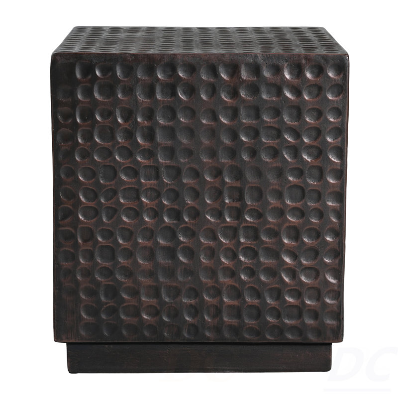 Outdoor Side Table, Patio End Table Cube, MGO Fluted Coffee Table For Outside, Garden, Backyard, Poolside Accent Table, Antique Copper, Table