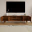 71'' Mid-Century Modern Carved Brown Four Legged TV Cabinet with Four Cabinets, Wood Entertainment Centre, Real Wood Finish, Fully Assembled-2029486903