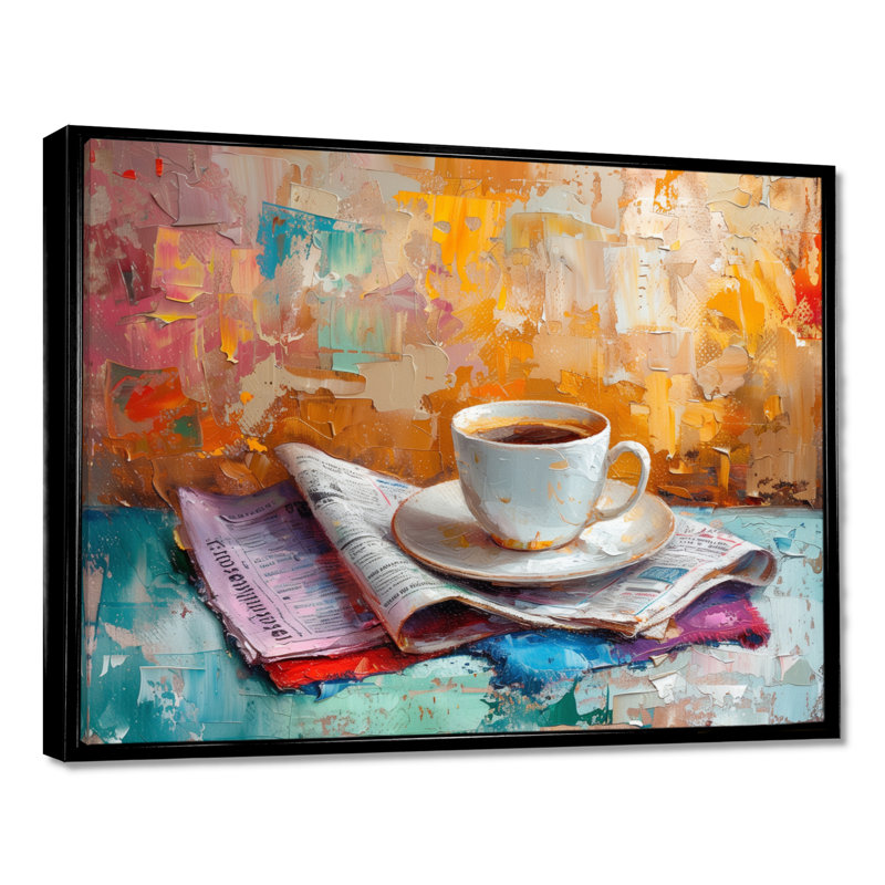 Morning Cozy Cup Of Coffee - décoration murale café, Cadre flottant noir, H 12 po x l 20 po