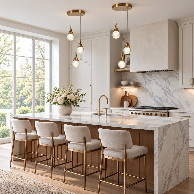 Chantae 3 - Light Brass LED Cluster Pendant