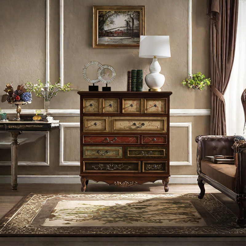 American style 9 drawer painted accent cabinet
