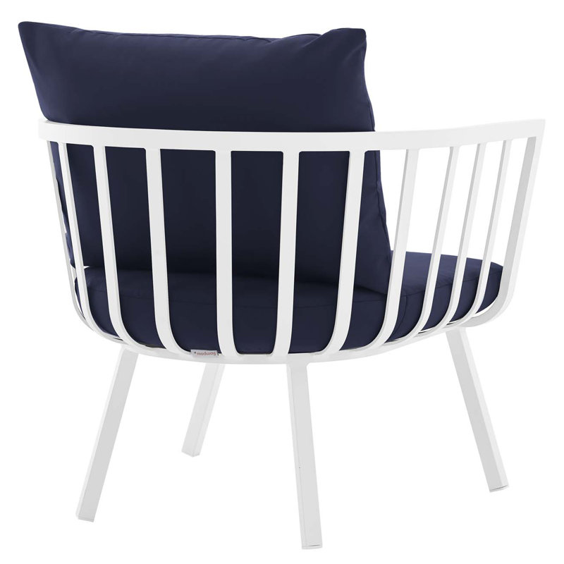 Fauteuil d'extérieur Modway Riverside, Blanc, Sunbrella bleu marine