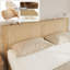 Structure de lit double en rotin avec 2 tiroirs, lit plateforme en bois avec lumières DEL-1695185046