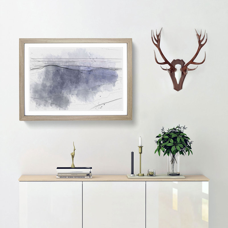 The Mountains of Nepal at Dusk in Abstract - Picture Frame Graphic Art Print, Oak Framed, 36cm H x 48cm W x 2cm D