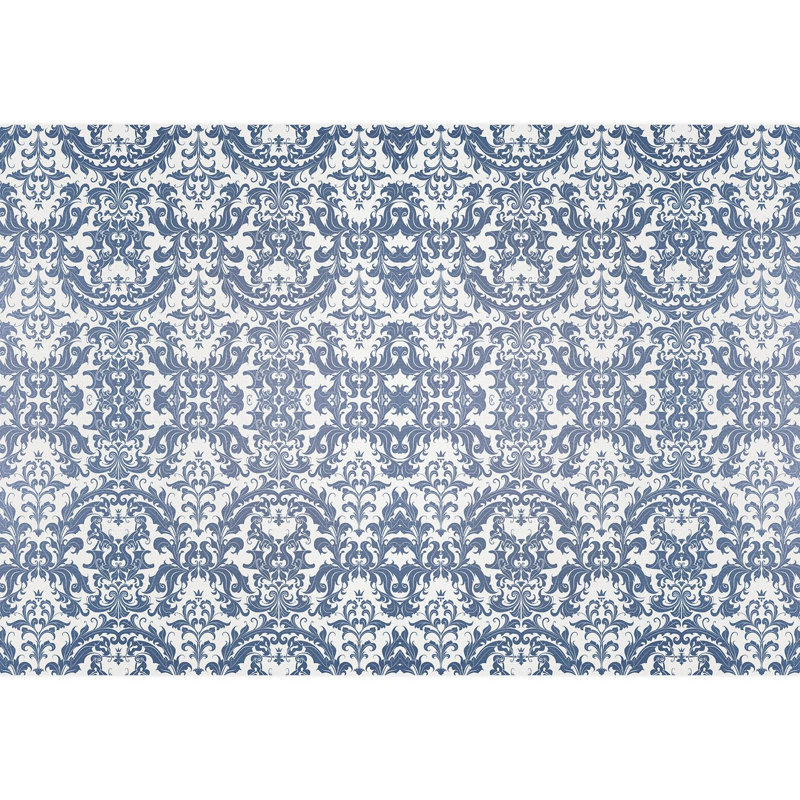 Motif damassé classique bleu classique, L 132 po x l 192 po