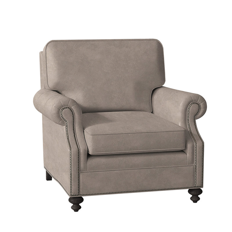 West Haven Upholstered Club Chair, Anilina Hunter Genuine Leather, Plantation, Gunmetal