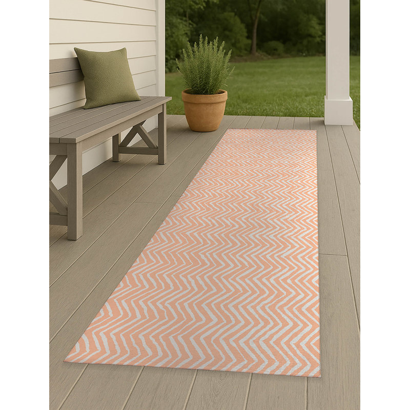 Chevron Snug Non-Slip Outdoor Rug, Runner 2'6" x 8'