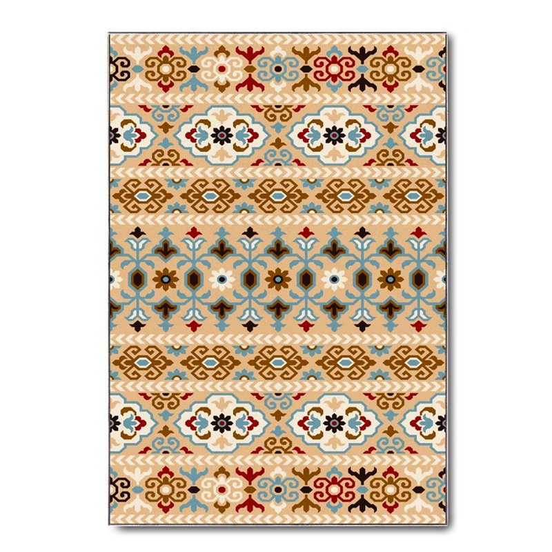 Tapis brun en coton à imprimé numérique Taniya, Carré 2 pi 7 po
