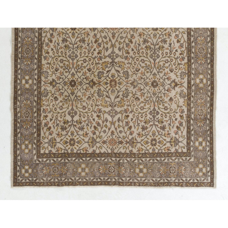 Tapis turc rétro vintage noué à la main à motif floral