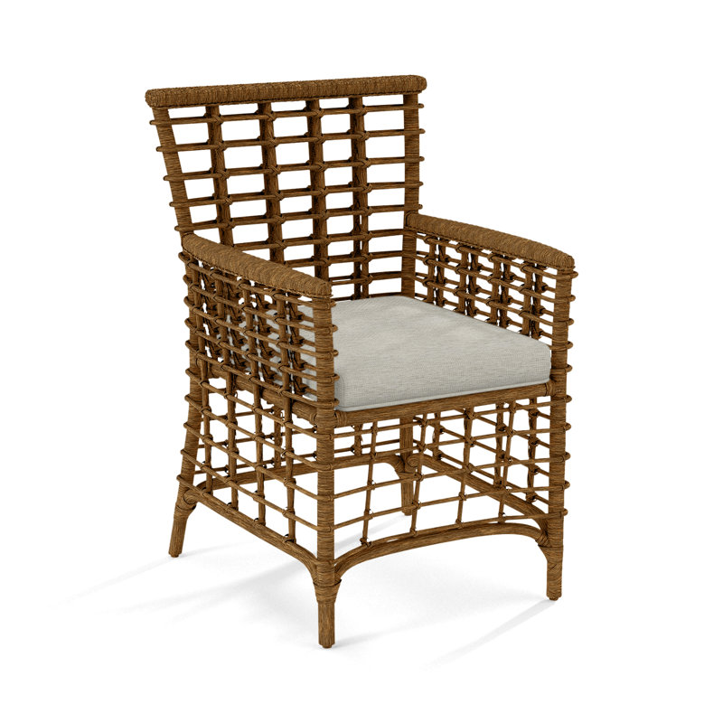 Bridgehampton Arm Chair, Beige/Gray Plaid, Havana
