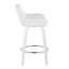 Tabouret de bar à hauteur fixe avec pivot en bois blanc et similicuir blanc avec repose-pieds rond chromé - ensemble de 2-96742011