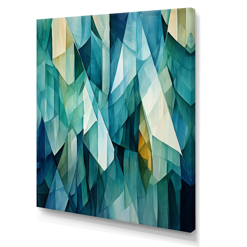 Tessellations bleu sarcelle - formes abstraites, reproduction sur toile, Toile tendue, H 44 po x l 34 po x P 1,5 po