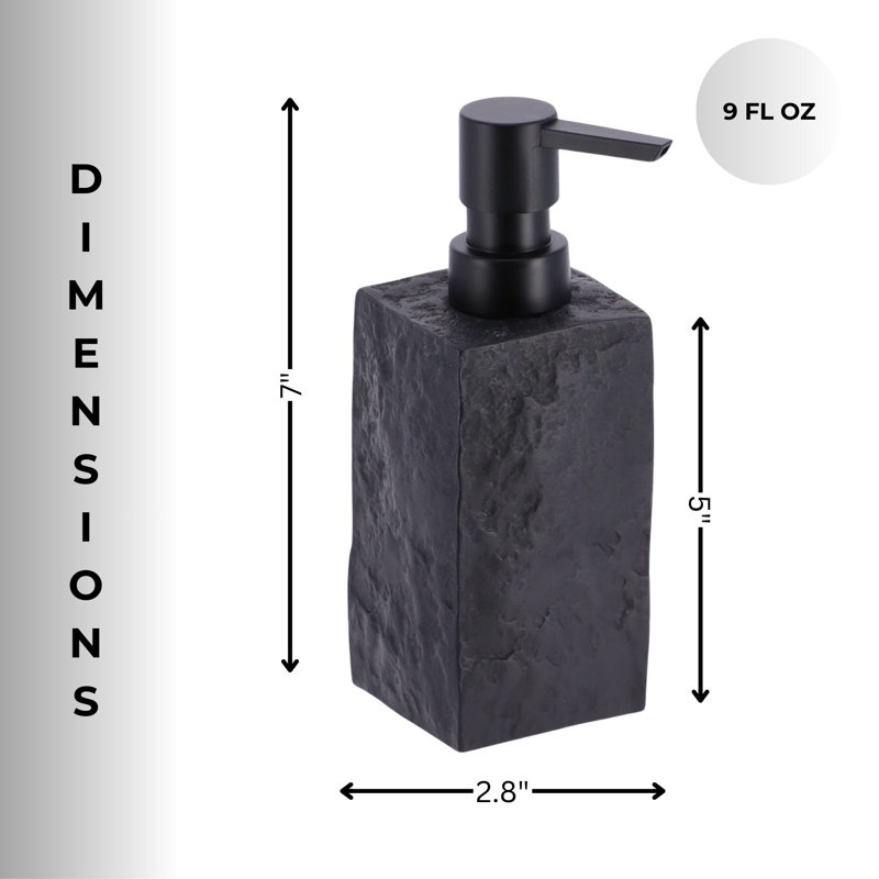 Black Stone Effect Resin Hand Soap and Lotion Dispenser