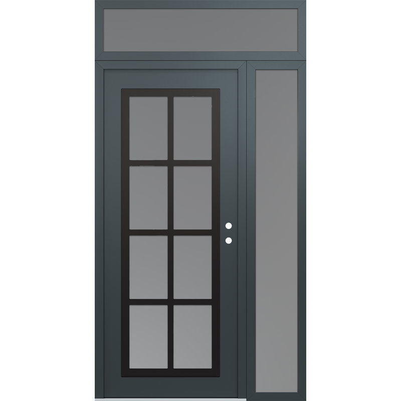 C16 à gauche 50 po X 96 po Panneau de porte en verre givré anthracite et anthracite noir, L 51,25 po x H 95,69 po, Givré