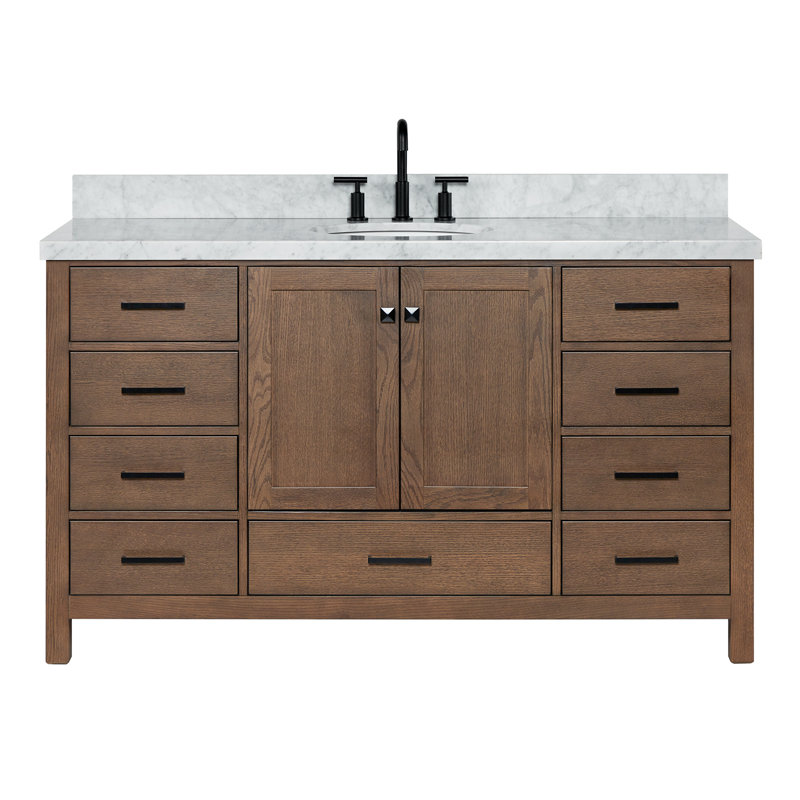 Ensemble de meuble-lavabo simple 61 po Amariani, Chêne brun, Ovale