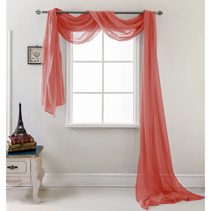 Rideau en contour de fenêtre transparent Brannon, Rouge