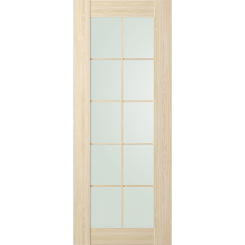Dalle de porte standard préfinie en bois massif et en verre 10 Lite Avon, 29,75 po x 83,23 po, Frêne