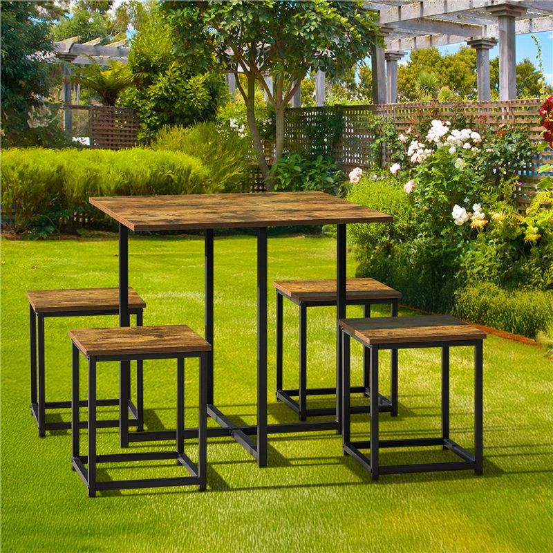 Ensemble repas pour 4 personnes Fawaz, Brun rustique, Brun rustique