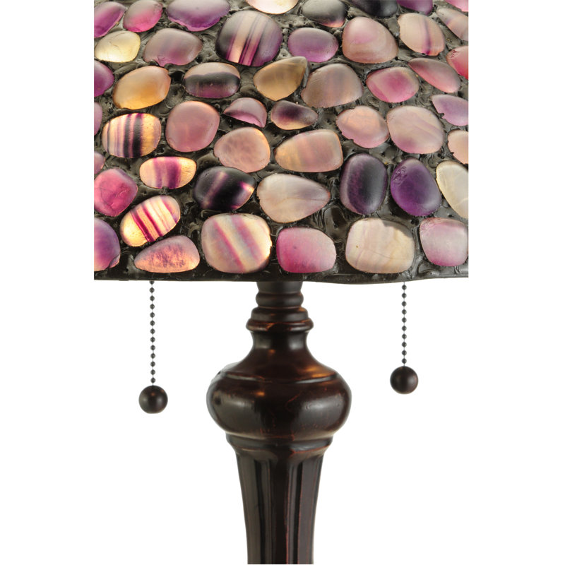 25" Mahogany Bronze Stained Glass Table Lamp with Dual Lights