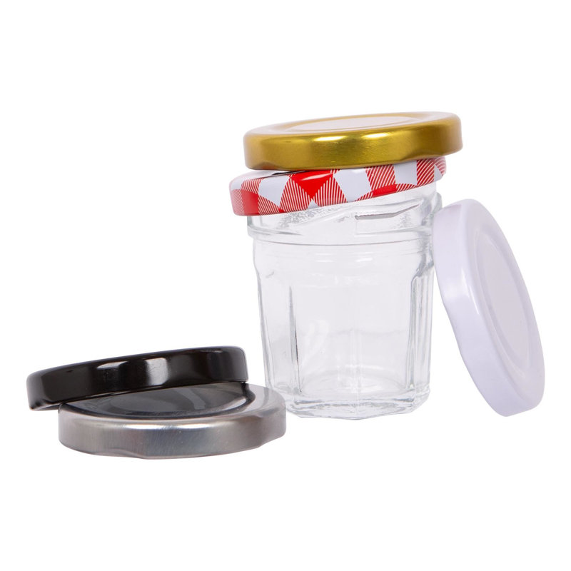 Glass Jar - Set of 6, 30ml, Gold