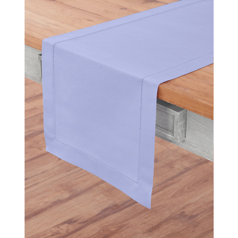 Aqua Cotton Linen Hemstitch Table Runner 108 Inches