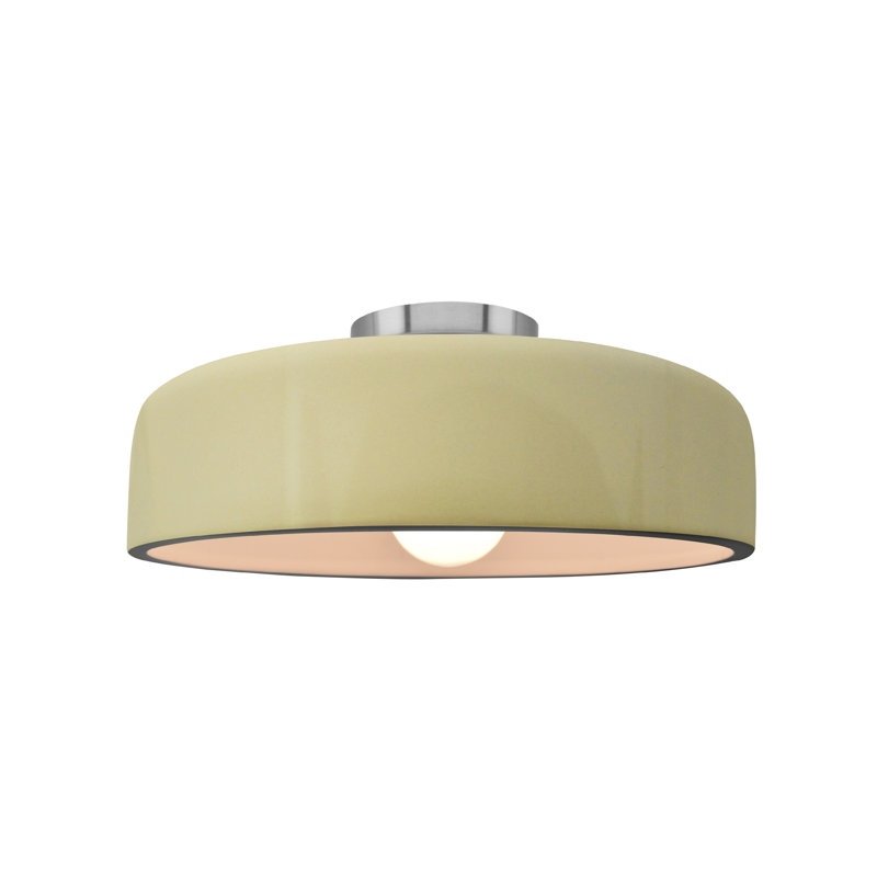 Plafonnier semi-encastré Radiance, Vanille lustrée, Nickel brossé, H 6 po x l 13 po x P 13 po
