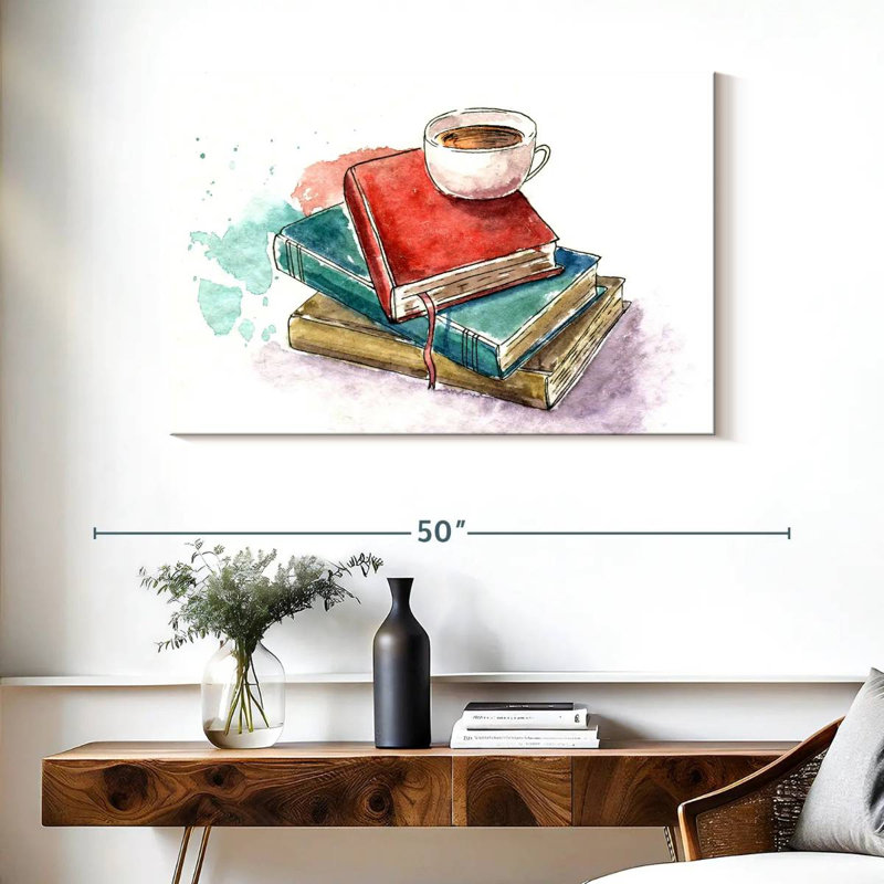 Café Kerner sur les livres, H 26 po x l 39 po
