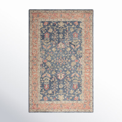 Lindsay Handmade Wool Moonlight Blue/Apricot Orange/Birch Rug