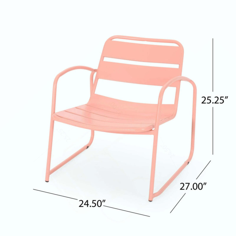 Modern Outdoor Chat Set With Durable Metal Frames And Open Slat Design For Patio And Backyard Relaxation, Pink