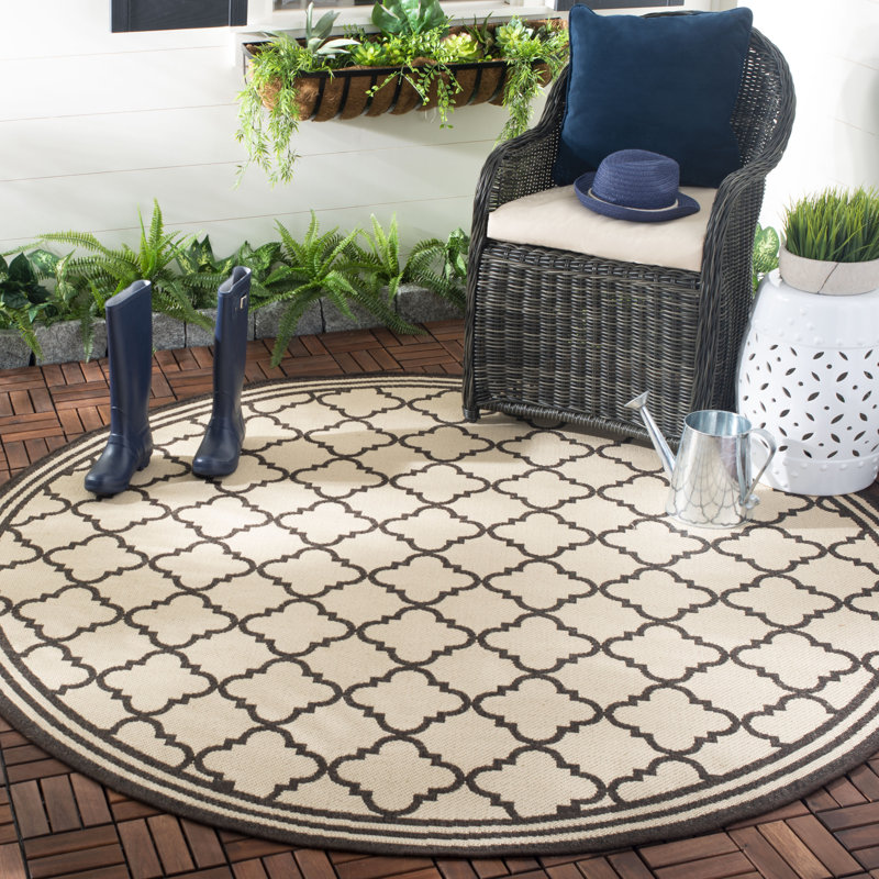 Adler Performance Geometric Indoor/Outdoor Area Rug, Round 8'