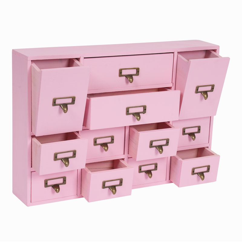 Wood Stackable Desk Organizer with 12 Drawers, Pink