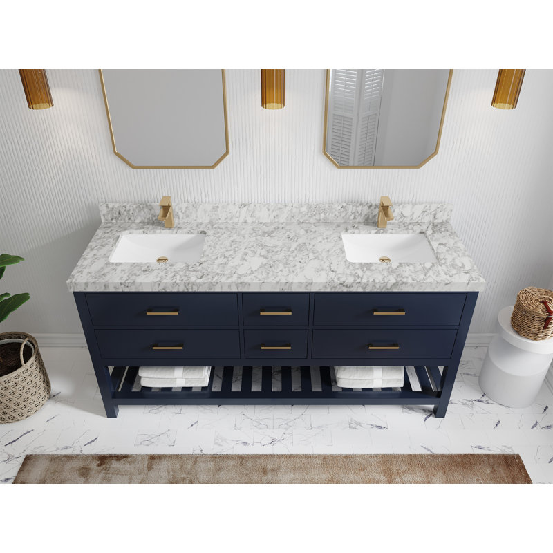 Ensemble de meuble-lavabo double 72 po Parker, Marbre de Carrare