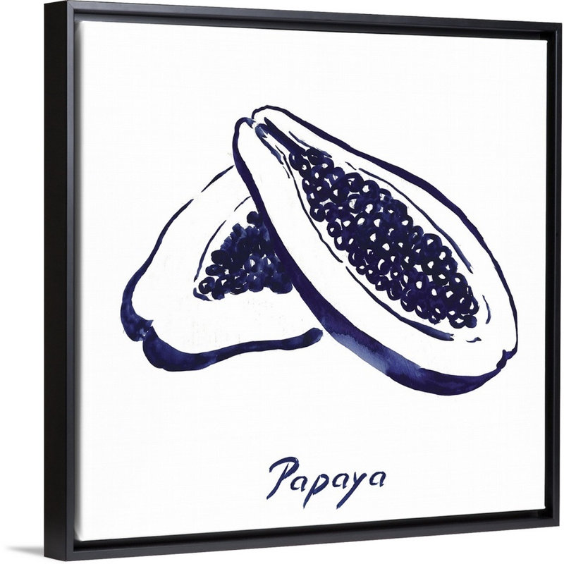 «Indigo Papaya» par Aimee Wilson, reproduction sur toile, H 14 po x l 14 po x P 1,75 po, Cadre noir