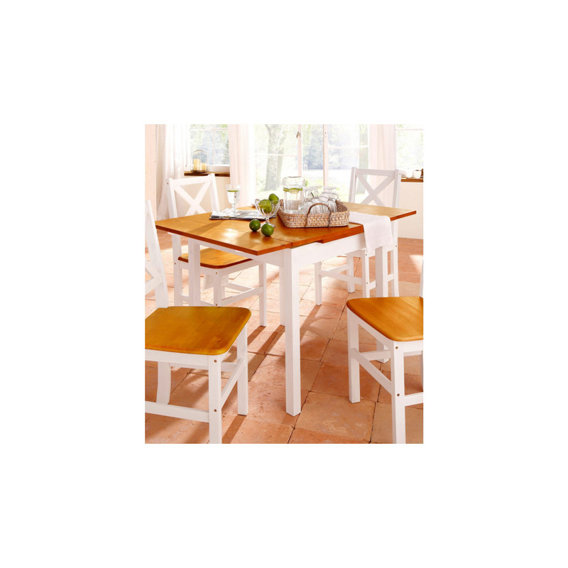 Picar Extendable Solid Wood Dining Table, White Honey