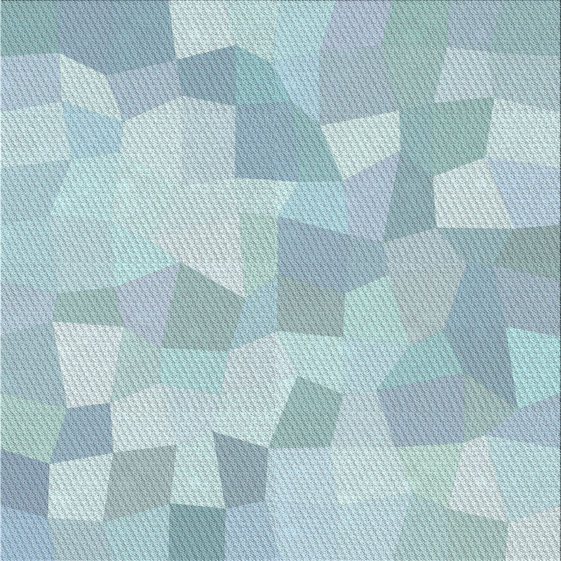 Laine tissée à la machine à motifs géométriques et polyester bleu-vert Aqua Tapis décoratif, Carré 5 pi