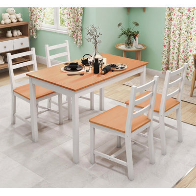 Dining Table Set  Modern Kitchen Table and Chairs, Solid Wood Dining Room Set