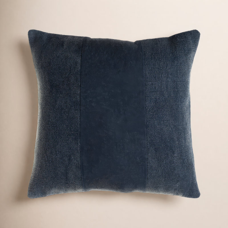 Dunbar Striped Cotton Pillow Cover, 20" x 20", Navy