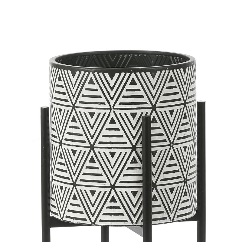 Ensemble de pots de fleurs d'intérieur 2 pièces avec support Adaliah