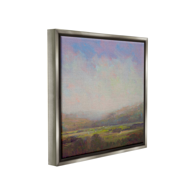 «Country Field & Purple Sky Floater Frame» par William McCarthy sur toile, Cadre flottant gris lustré, H 25 po x l 25 po