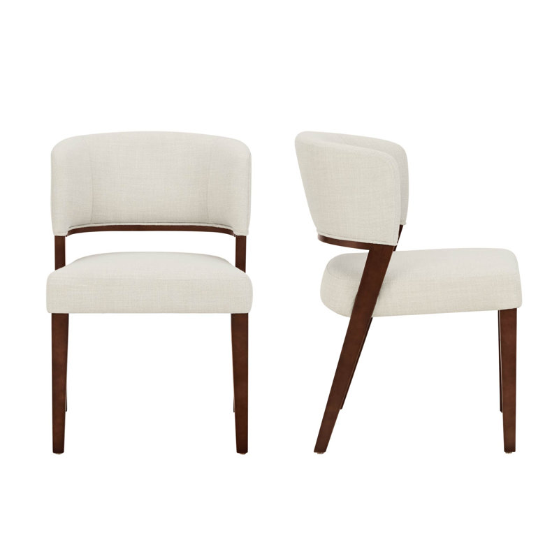 Chaise de salle à manger rembourrée (ensemble de 2), Lin graine de lin