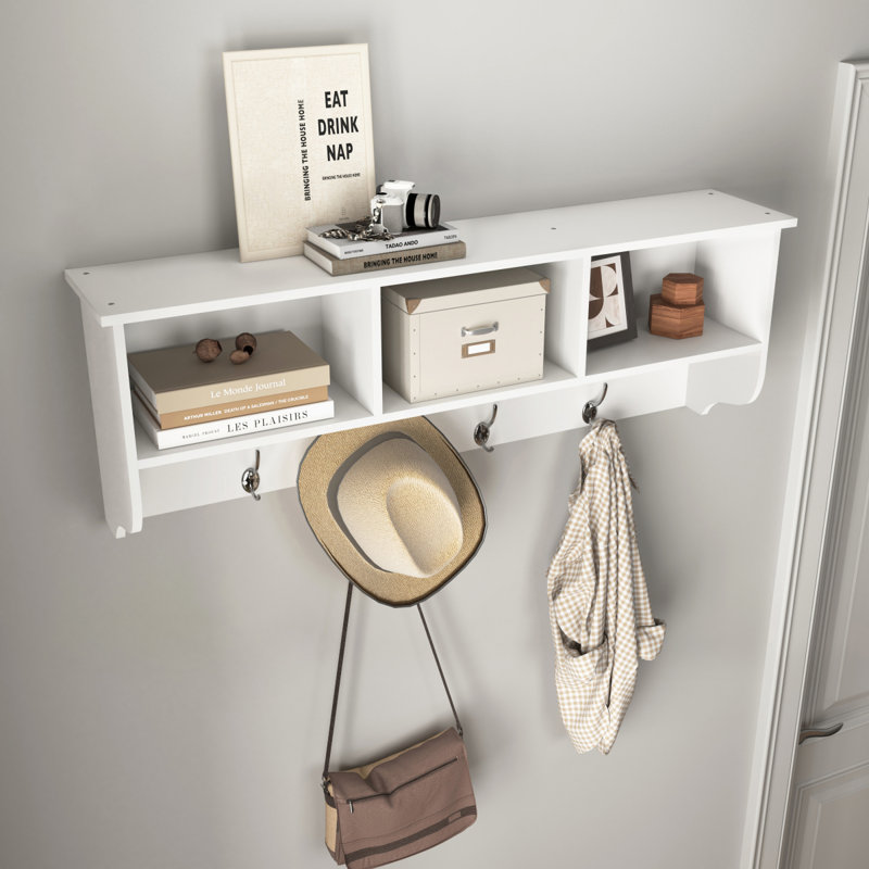 Portemanteau mural blanc avec 4 crochets doubles, Blanc