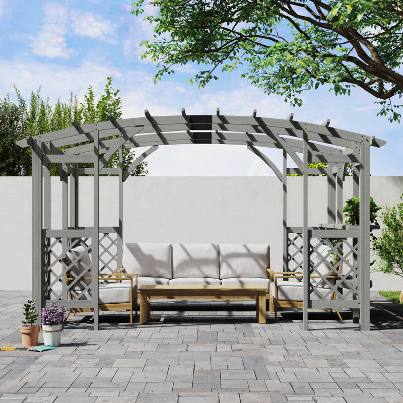 Outdoor Wood Pergola, Wooden Grape Trellis For Backyard, Garden And Patio, Gray