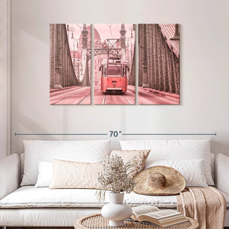 Mehar Pink Cable Car, 28" H x 45" W